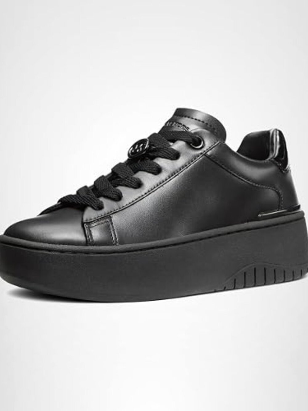 Michael Kors Women's Dottie Lace Up Sneaker, Black/Glitter Leather, size 7